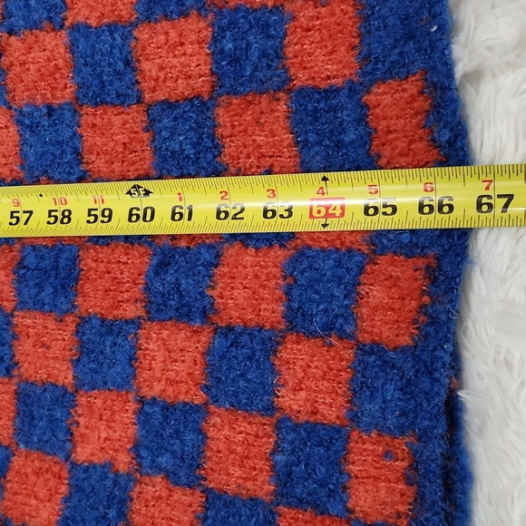 Free People Checkered Tote and Scarf Set Orange and Blue. - Picture 13 of 15